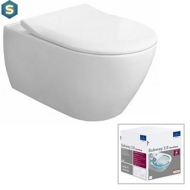 Унитаз подвесной Villeroy&Boch Subway 2.0 DirectFlush 5614R2R1 с сидением Soft Closing Slimseat, Белый