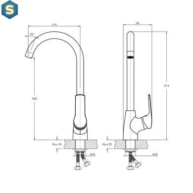 Змішувач для кухні Koller Pool Twist 35 мм хром TW0500, Хром
