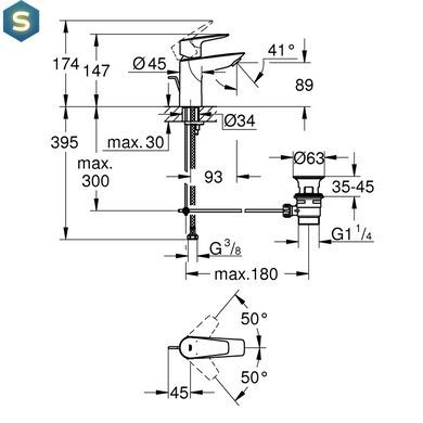 Смеситель для раковины Grohe QuickFix StartEdge S-Size 24196001, Хром