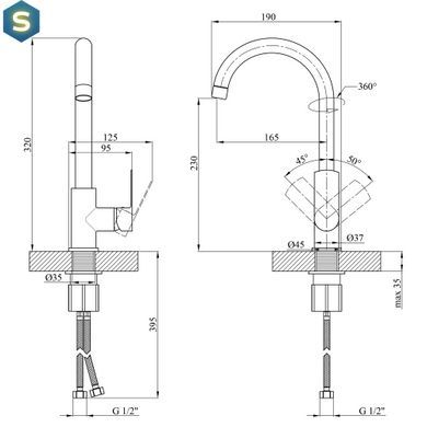 Смеситель для кухни Kroner KRM Main - C030 CV020441, Хром