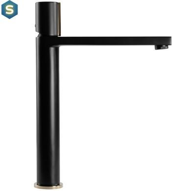Смеситель для умывальника Rea Icon black L.gold черный высокий REA-B5681, Черный/золото