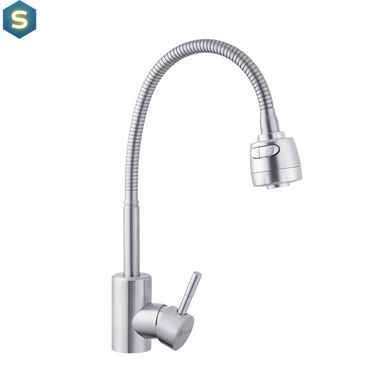 Змішувач для кухні з гнучким виливом Agua Acero-INOX035-2 CV023291, Хром матовий