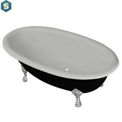 Ванна отдельностоящая матовая Amidicon Olimpia 180x90 черная из литого камня серебряные ножки OLIMPIA_180_nizhk-s_BLACK_MAT, Черно-белый