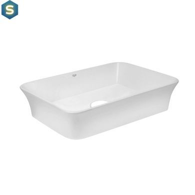 Умивальник Qtap Virgo накладний прямокутний 490х350х110 мм White + донний клапан PU02, Білий