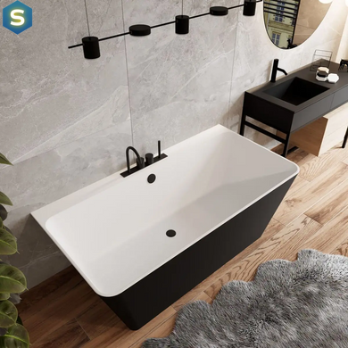 Ванна пристенная матовая Amidicon Atlant 170х85 черная из литого камня ATLANT_PRYST_170_BLACK_MAT, Черний