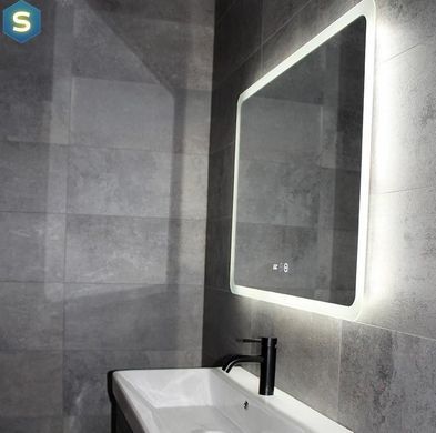 Зеркало Dusel DE-M3011 75x120 см Сенсорное включение+подогрев+часы/темп, Белый