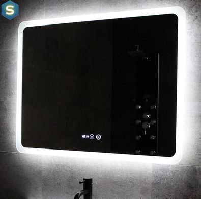 Зеркало Dusel DE-M3011 75x120 см Сенсорное включение+подогрев+часы/темп, Белый