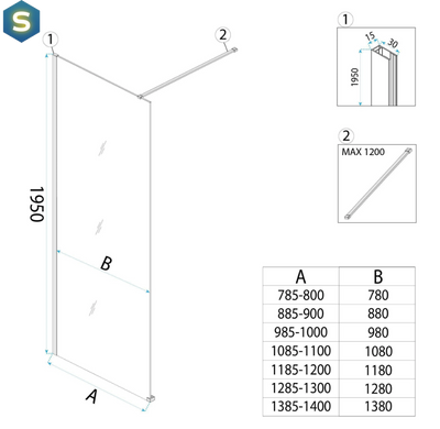 Душова стінка Rea Flexi 130x195 grey chrome KPL-K99081, графит, хром