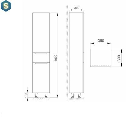 Пенал підлоговий Sanwerk "Фонда" 35 білий правий з кошиком для білизни MV0000145, Білий