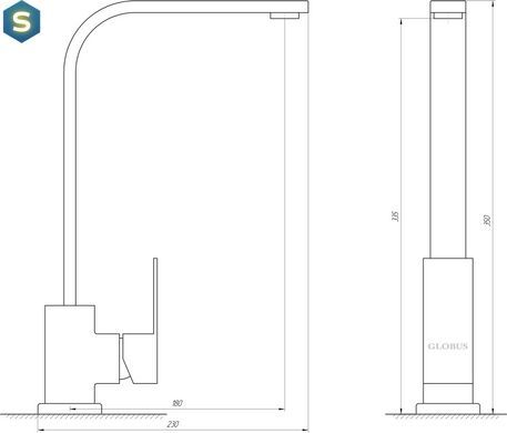 Смеситель для кухни Globus Lux Sicilia SBQ-203S, Графитовый хром