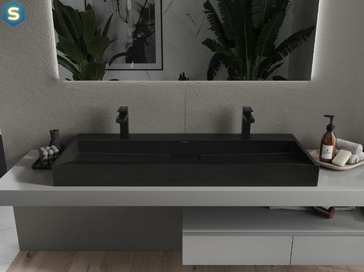 Умивальник Mexen Ava 100 black matt 2/O накладний підвісний MEX-23011072, Черный матовый