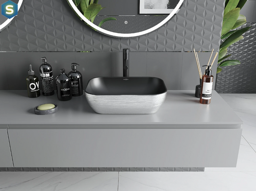Умивальник Mexen Rita silver brushed black matt накладний MEX-21084573, Хром