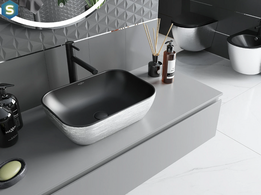 Умивальник Mexen Rita silver brushed black matt накладний MEX-21084573, Хром