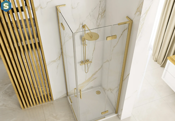 Душевая кабина Rea Hugo 90x90 brushed gold двойная REA-K6609, Золотой, Универсальная, золотой