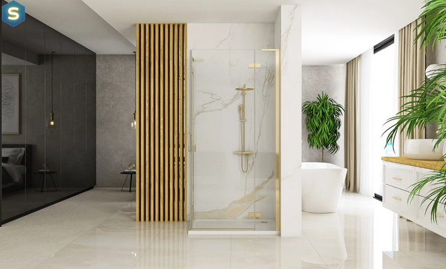Душевая кабина Rea Hugo 90x90 brushed gold двойная REA-K6609, Золотой, Универсальная, золотой