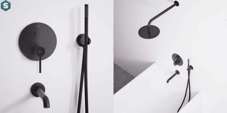 Душова система Rea Lungo black + BOX чорний матовий REA-P4112, Черный матовый