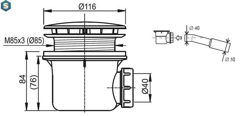 Сифон для піддонів Ravak Standard 90 X01314