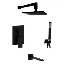 Душова система з виливом Paffoni Shower верхній душ 200x200 мм black matt KITEL019NO200, Черный матовый