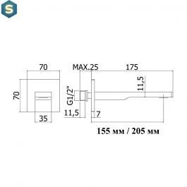 Душова система з виливом Paffoni Shower верхній душ 200x200 мм black matt KITEL019NO200, Черный матовый