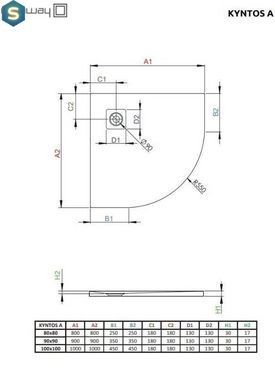 Душевой поддон Radaway Kyntos A 80x80 цвет цемент HKA8080-74
