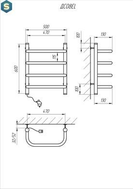 Рушникосушарка KOSSER Скоба 600х500/4 ЕL рег., Хром, Лівий