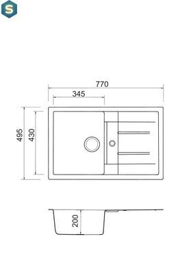 Кухонная мойка Adamant Fort 770x495x200 антрацыт 697223, Антрацит