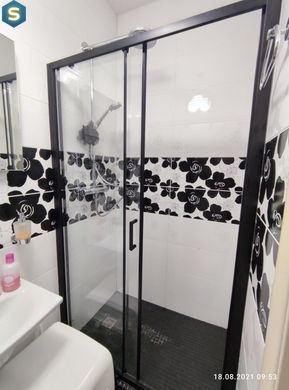 Душевая дверь Dusel EF185B Black Matt 110x190, прозрачный, черный матовый