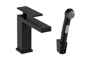 Смеситель для умывальника Hansgrohe Tecturis E с гигиеническим душем matt black 73210670, Черный матовый