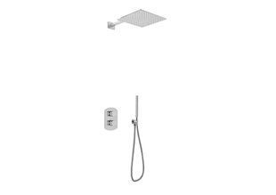 Душова система Kohlman Foxal 25 chrome з термостатом + BOX прихованого монтажу QW432FQ25, Хром