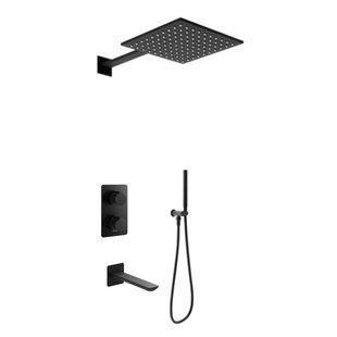 Душова система Kohlman Experience 25 black з термостатом + BOX прихованого монтажу KPL-QW433EBQ25, Черный матовый