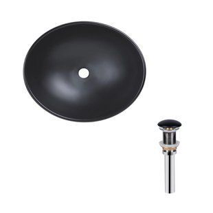 Умывальник Qtap Dove накладной овальный 410x335x145 мм Black matt + донный клапан PU03, Черный матовый