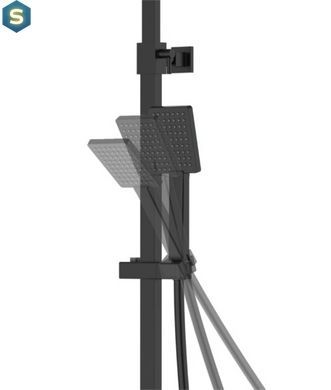 Душова система Corsan Ango black з виливом CMN02MBLW, Черный матовый