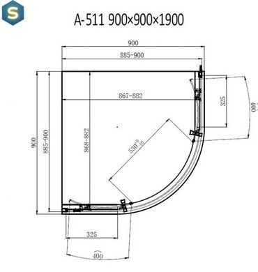 Душевая кабина Dusel A-511 100x100x190 шиншилла, Хром, матовый, хром, 100x100