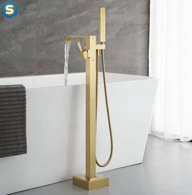 Змішувач для ванни Rea Carat підлоговий brushed gold REA-B6522, Золотий