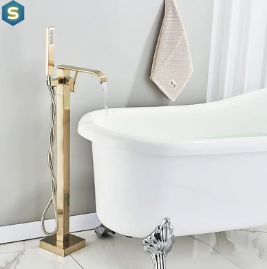 Змішувач для ванни Rea Carat підлоговий brushed gold REA-B6522, Золотий