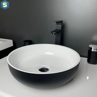 Умивальник Adamant Sunline New &Oslash;40 см black/white glossy 9850, Чорний/золото