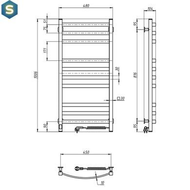Электрический полотенцесушитель Navin Avalon 480x1000 Sensor правая, белая 10-043153-5010, Белый, Правое, Электронный