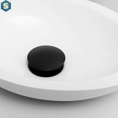 Донний клапан для умивальника Yoka click-clack black з переливом BK.POP-14-ZP-BLK, Черный матовый