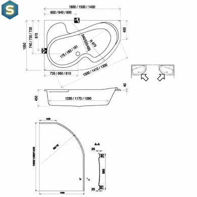 Ванна акрилова Koller Pool Montana 150x105 ліва