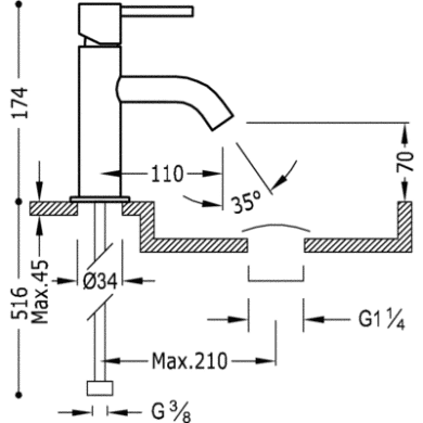 Смеситель для умывальника Tres Study 26290301, Хром
