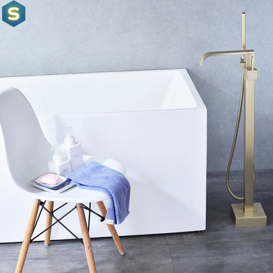 Змішувач для ванни Rea Carat підлоговий brushed gold REA-B6522, Золотий