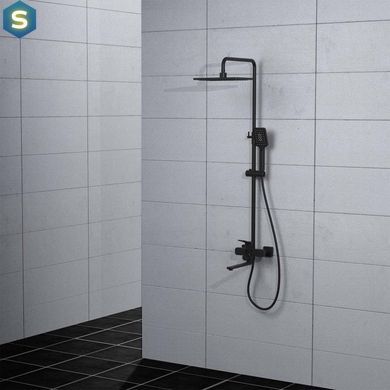 Душевая система Frap F2462, поворотный излив - переключатель на лейку, 3 режима, черный, Черный матовый