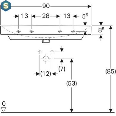 Умывальник Geberit Smyle Square 90x48 500.251.01.1, Белый