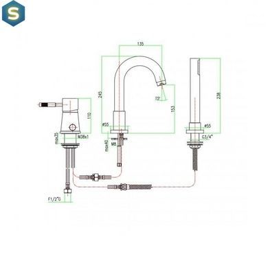 Смеситель для ванны Fiore Xenon хром 44CR5155