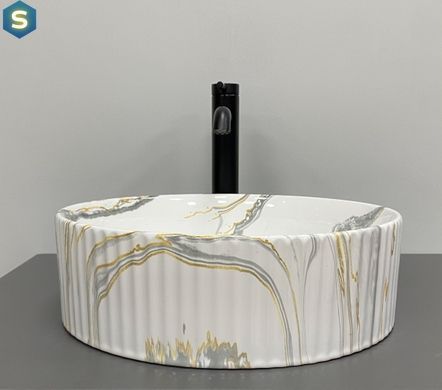 Умывальник VBI Brindisi M stains glossy накладний VBI-014103, Мармур