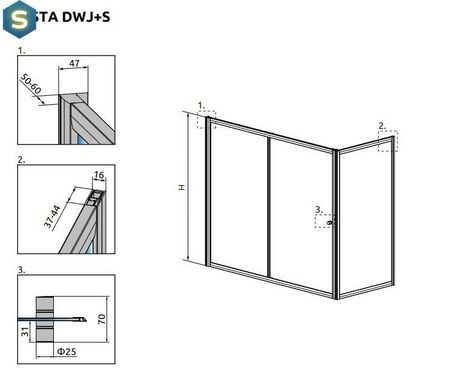 Шторка для ванни Radaway Vesta DWJ+S 180х70 209118-01-06 + 204070-06