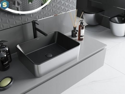 Умивальник Mexen Catia silver black matt накладний MEX-21314874, Хром