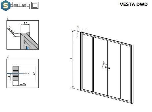 Шторка для ванни Radaway Vesta DWD 150 203150-01