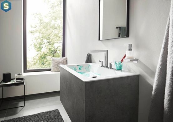 Змішувач Hansgrohe Finoris 160 для умивальника на 3 отвори з донним клапаном push-open Matt White 76034700