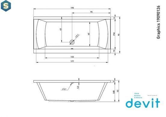 Ванна акрилова Devit Graphics 190x90 см 19090126